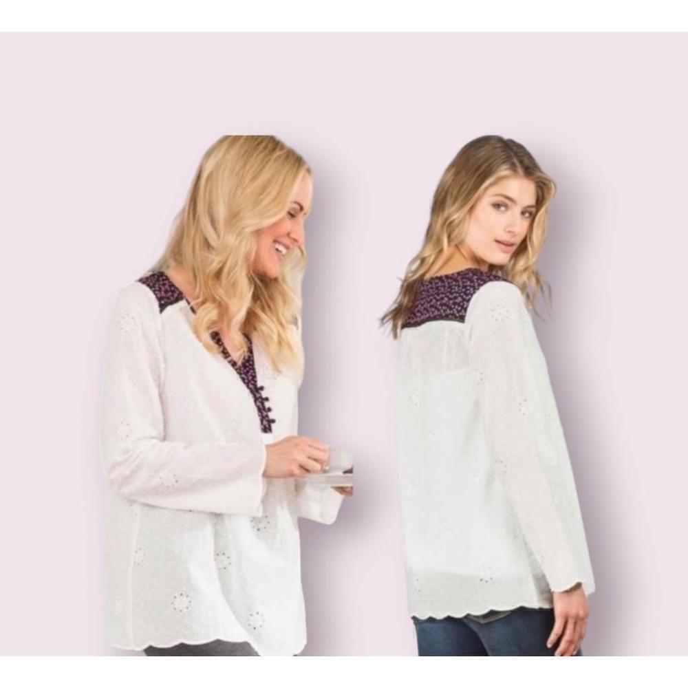 Matilda Jane Blouse Women's Size Small White Black Floral